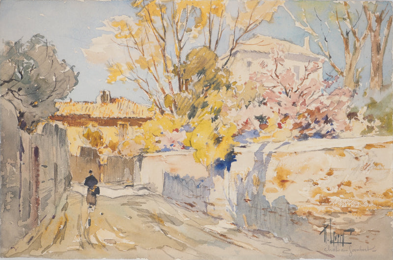 René LEVERD : En plein soleil à Château Gombert, Aquarelle originale signée