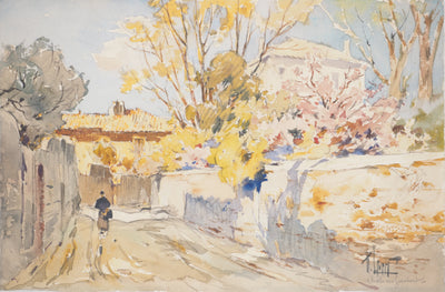 René LEVERD : En plein soleil à Château Gombert, Aquarelle originale signée