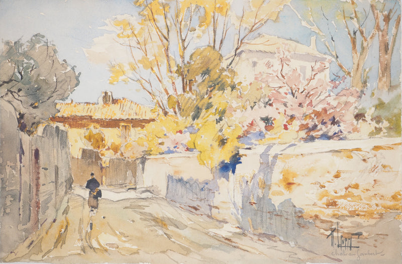 René LEVERD : En plein soleil à Château Gombert, Aquarelle originale signée