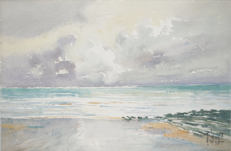 René LEVERD : Le souffle de l’océan, Aquarelle originale signée