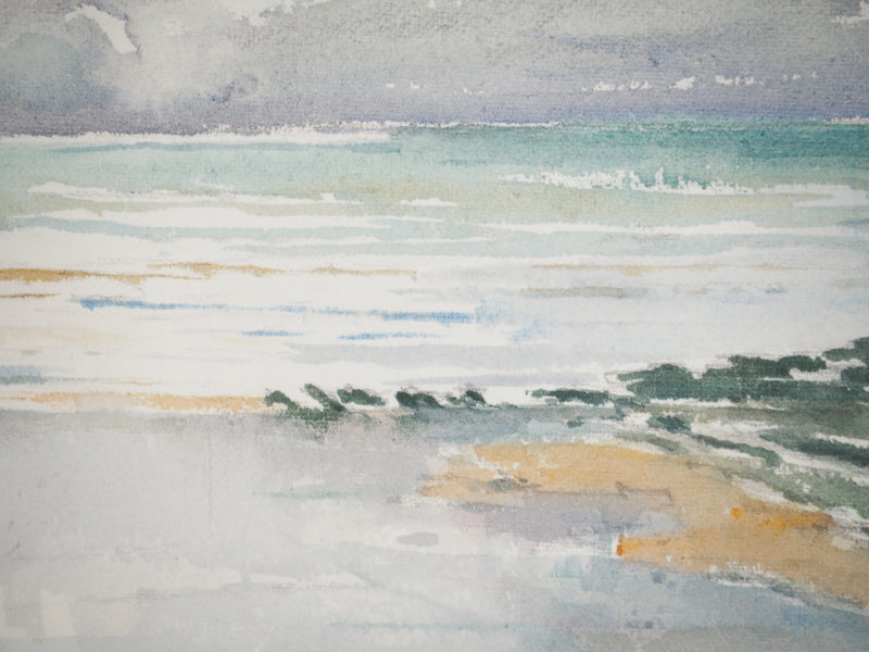 René LEVERD : Le souffle de l’océan, Aquarelle originale signée