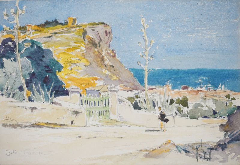 René LEVERD : Falaise de Cassis, Aquarelle originale signée