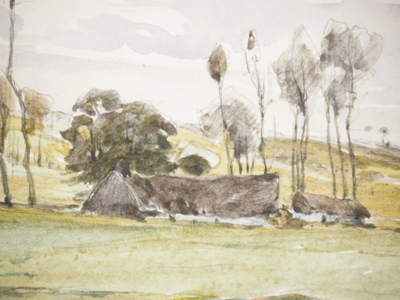 René LEVERD : Reflets de campagne, Aquarelle originale signée