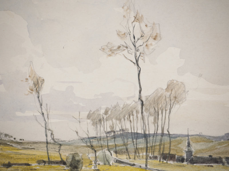 René LEVERD : Reflets de campagne, Aquarelle originale signée