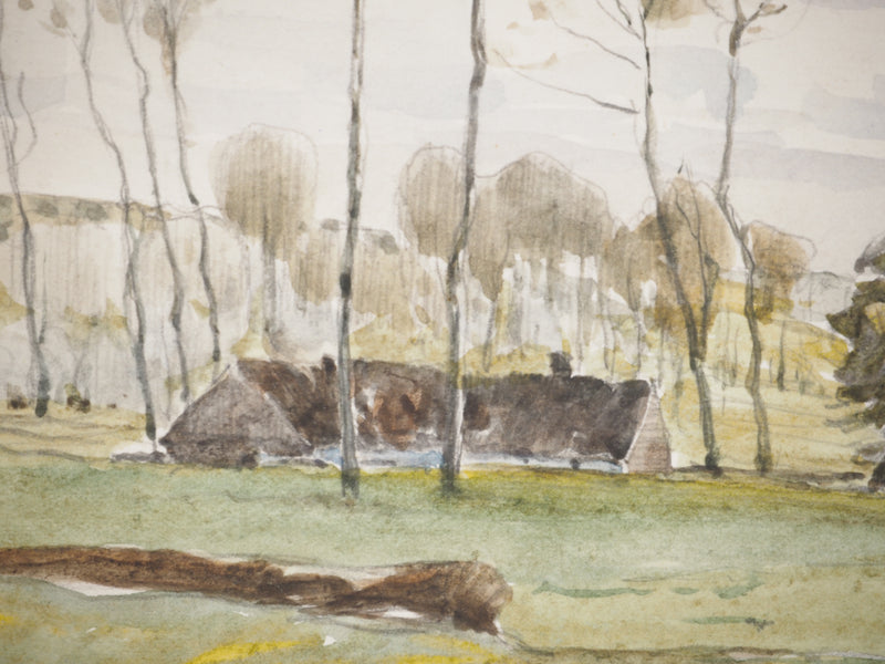 René LEVERD : Reflets de campagne, Aquarelle originale signée