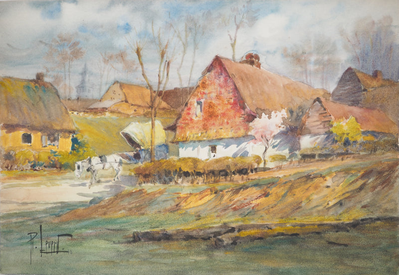 René LEVERD : Maison aux couleurs du soleil, Aquarelle originale signée
