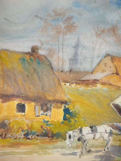 René LEVERD : Maison aux couleurs du soleil, Aquarelle originale signée