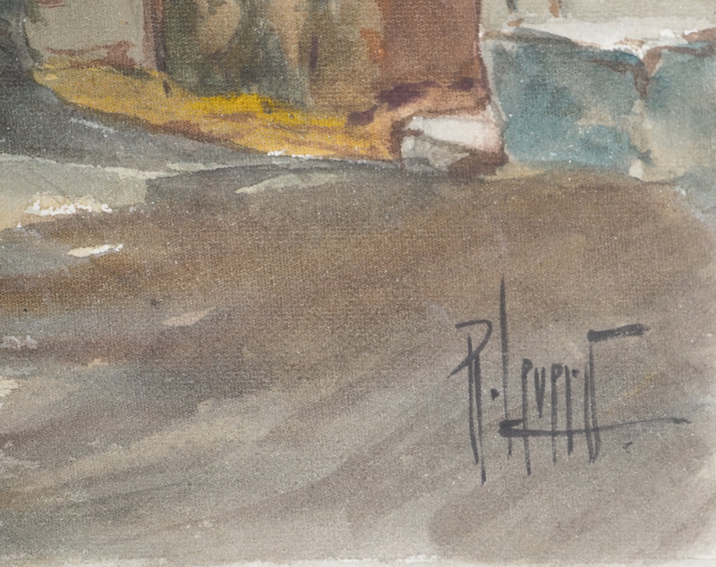 René LEVERD : Village au pieds de vallée, Osse, Pyrénées, Aquarelle originale signée