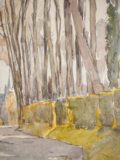 René LEVERD : Sous les arbres de Sainte-Austreberthe, Aquarelle originale signée