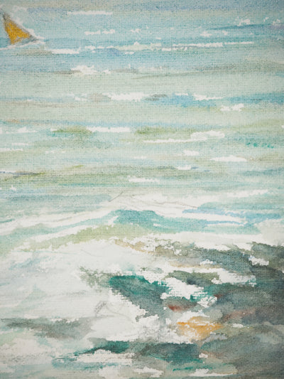 René LEVERD : Voiles au large, Aquarelle originale signée