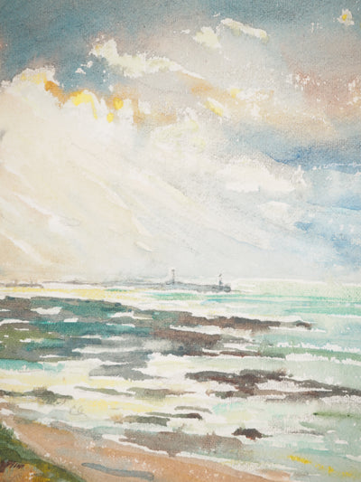 René LEVERD : Jeux de lumière sur la mer, Aquarelle originale signée