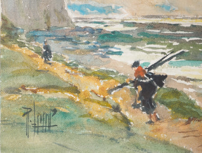 René LEVERD : Jeux de lumière sur la mer, Aquarelle originale signée