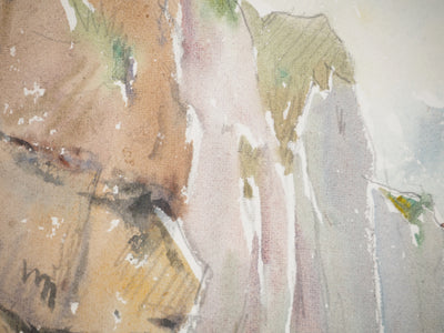 René LEVERD : Le calme des falaises, Aquarelle originale signée