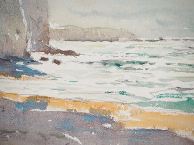 René LEVERD : Le calme des falaises, Aquarelle originale signée