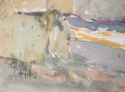 René LEVERD : Le calme des falaises, Aquarelle originale signée