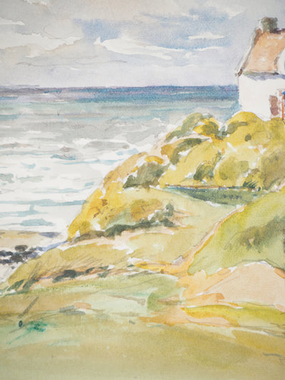 René LEVERD : Vue sur Equihen, Aquarelle originale signée