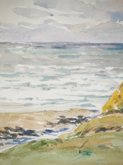 René LEVERD : Vue sur Equihen, Aquarelle originale signée