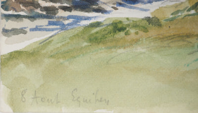 René LEVERD : Vue sur Equihen, Aquarelle originale signée