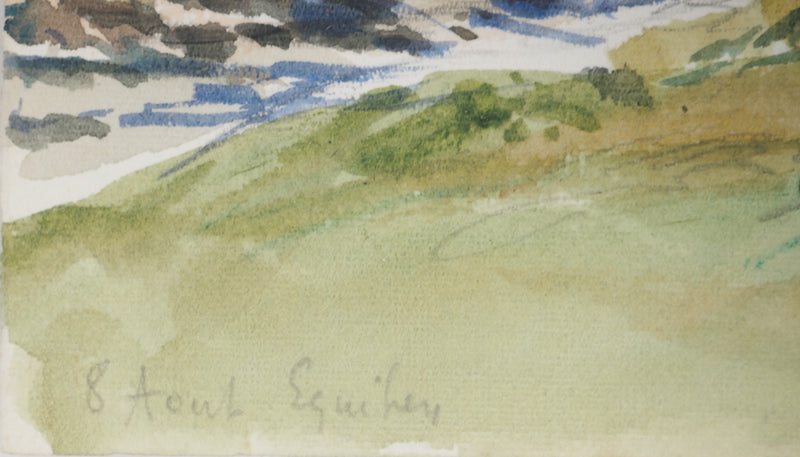 René LEVERD : Vue sur Equihen, Aquarelle originale signée