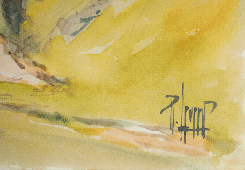 René LEVERD : Vue sur Equihen, Aquarelle originale signée