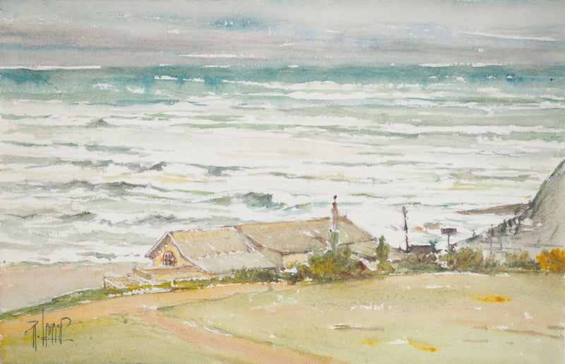 René LEVERD : La blancheur des vagues, Aquarelle originale signée