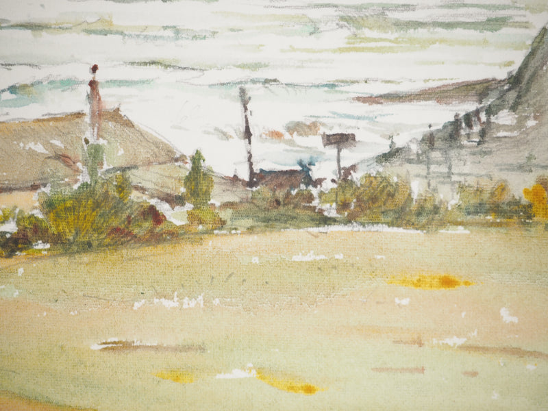 René LEVERD : La blancheur des vagues, Aquarelle originale signée