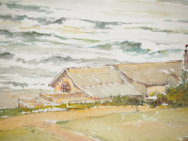 René LEVERD : La blancheur des vagues, Aquarelle originale signée