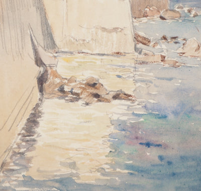 René LEVERD : Sur les côtes d'Alger, Aquarelle originale signée