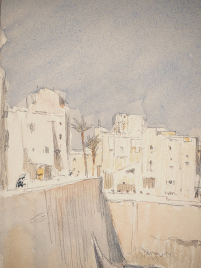 René LEVERD : Sur les côtes d'Alger, Aquarelle originale signée