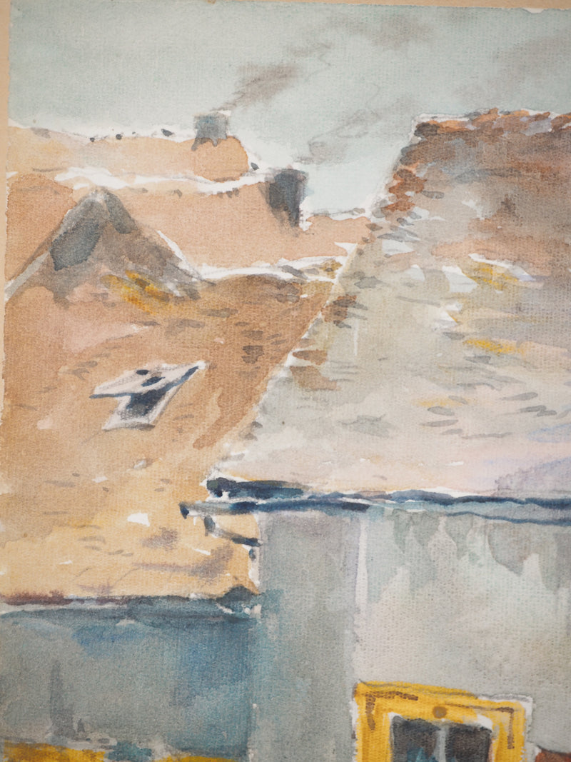 René LEVERD : Dans les rues de Portel, Aquarelle originale signée