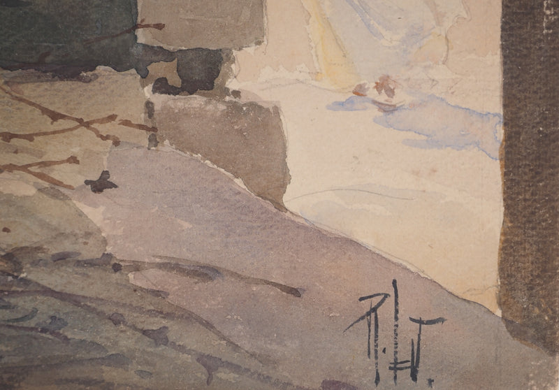 René LEVERD : Les femmes travailleuses, Aquarelle originale signée