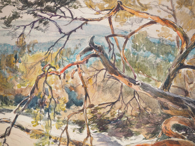 René LEVERD : Le gardien du sentier, Aquarelle originale signée