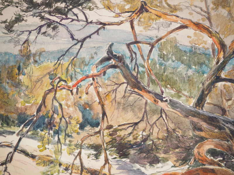 René LEVERD : Le gardien du sentier, Aquarelle originale signée