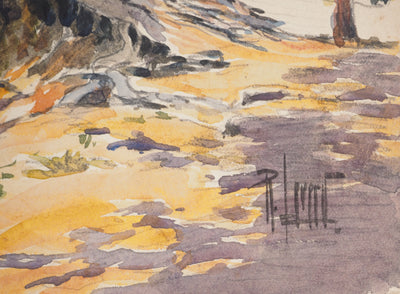 René LEVERD : Le gardien du sentier, Aquarelle originale signée