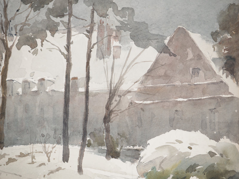 René LEVERD : Balade dans le parc, Aquarelle originale signée
