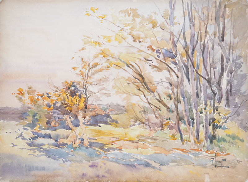 René LEVERD : Les arbres colorés, Aquarelle originale signée