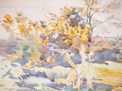 René LEVERD : Les arbres colorés, Aquarelle originale signée