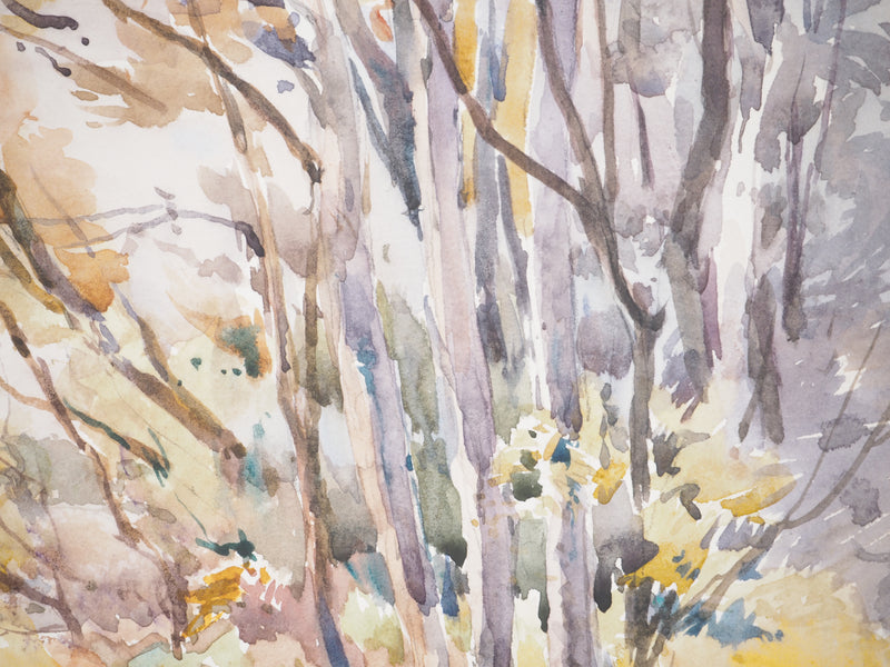 René LEVERD : Les arbres colorés, Aquarelle originale signée