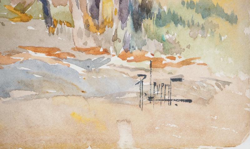 René LEVERD : Les arbres colorés, Aquarelle originale signée