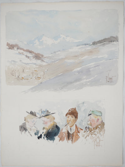 René LEVERD : Vers la fin de l'hiver,, Aquarelle originale (vue générale) - Crédit photo : Galerie Art.Paris