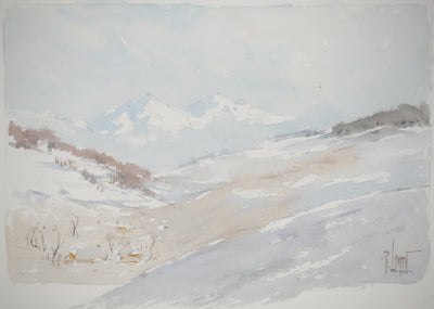 René LEVERD : Vers la fin de l'hiver,, Aquarelle originale (photo de détail 2) - Crédit photo : Galerie Art.Paris