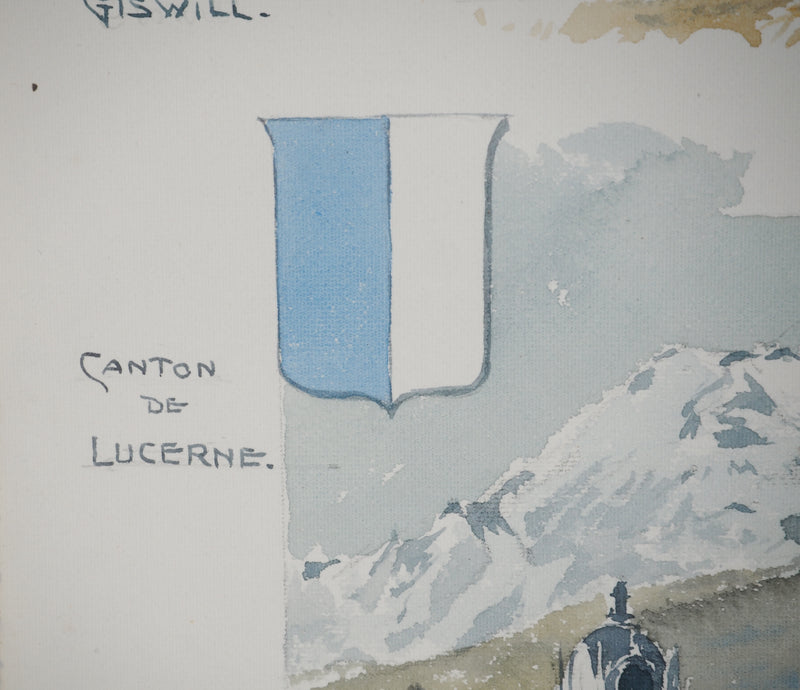 René LEVERD : Mont Blanc depuis Lucerne, Aquarelle originale (photo de détail 7) - Crédit photo : Galerie Art.Paris