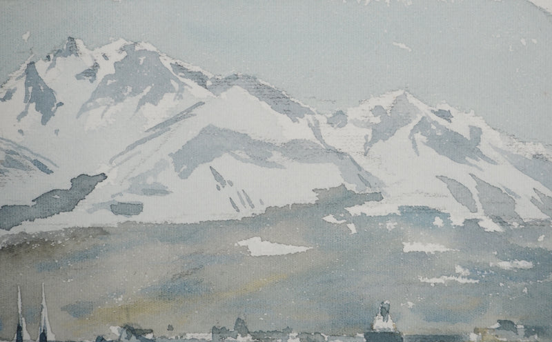 René LEVERD : Mont Blanc depuis Lucerne, Aquarelle originale (photo de détail 9) - Crédit photo : Galerie Art.Paris