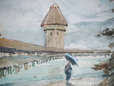René LEVERD : Petit pont à Lucerne, Aquarelle originale (photo de détail 4) - Crédit photo : Galerie Art.Paris