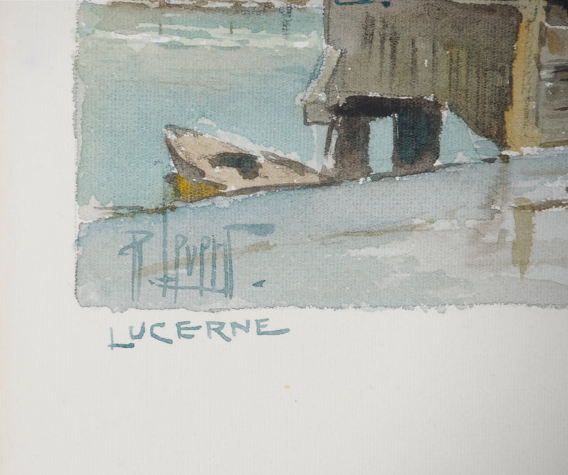René LEVERD : Petit pont à Lucerne, Aquarelle originale (photo de détail 6) - Crédit photo : Galerie Art.Paris