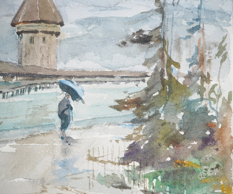 René LEVERD : Petit pont à Lucerne, Aquarelle originale (photo de détail 7) - Crédit photo : Galerie Art.Paris