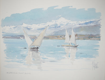René LEVERD : Régate près du Mont Blanc, Aquarelle originale (photo de détail 2) - Crédit photo : Galerie Art.Paris