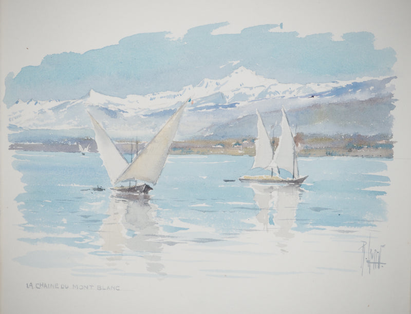 René LEVERD : Régate près du Mont Blanc, Aquarelle originale (photo de détail 2) - Crédit photo : Galerie Art.Paris