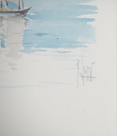 René LEVERD : Régate près du Mont Blanc, Aquarelle originale (photo de détail 6) - Crédit photo : Galerie Art.Paris