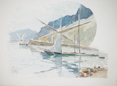 René LEVERD : Village alpins, Aquarelle originale (photo de détail 2) - Crédit photo : Galerie Art.Paris